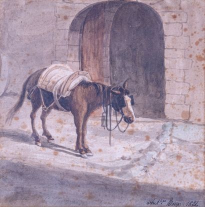 null Antoine I ROUX (Marseille 1765 - 1835)

Un âne dans une rue de village

Aquarelle

18...