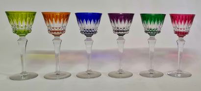 null BACCARAT

Six colored crystal glasses.

Service Piccadily.

Stamp engraved on...