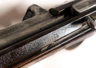 null Saxon modified Chassepot rifle model 1873, caliber 11 mm. 

Round barrel with...