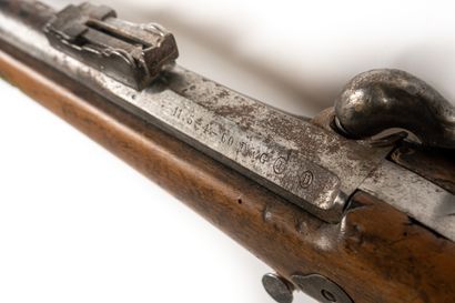 null Vincennes trial percussion rifle model 1865. 

Round barrel with sides to the...