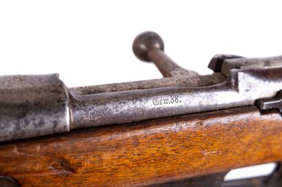 null 
Gewehr 1888-14 rifle, 8 mm calibre. 




Round, bronzed barrel with frog, stamped...