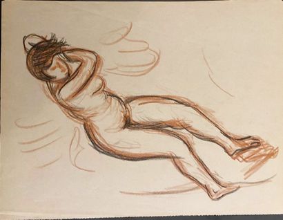 null René SEYSSAUD (1867-1952)

Nu 

Sanguine et crayon 

42 x 27 cm 

(accident...