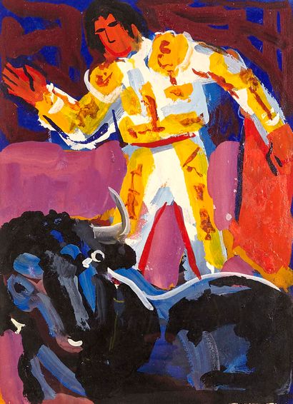 null Pierre AMBROGIANI (1907-1985)

Torero et taureau.

Gouache.

Non signée.

39...