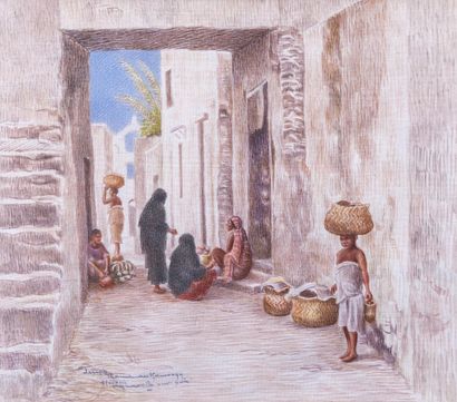 null Joseph RAMAMANKAMONGJY (1898-1984)

Ruelle animée à Moroni

Aquarelle sur soie

Signée,...