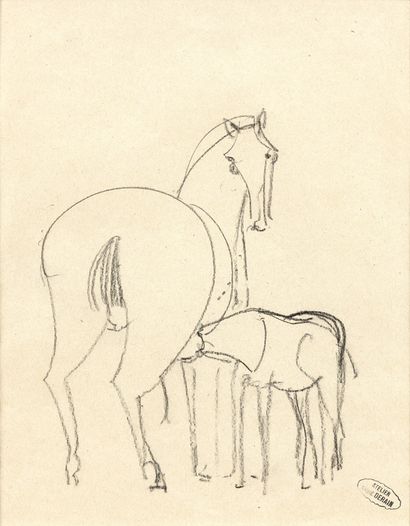 null 
André DERAIN (1880-1954)
Foal feeling its mother

Lead pencil

Stamp of the...