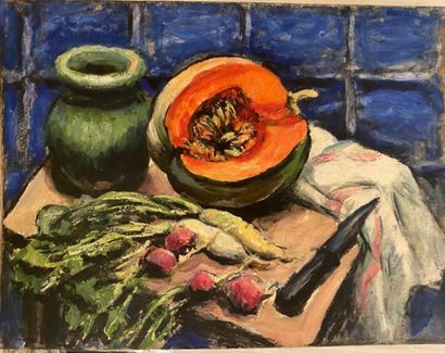 null René SEYSSAUD (1866-1952)

Nature morte à la courge vers 1940

Huile sur carton

Signée...