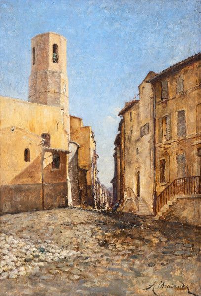 null 
Alfred CHATAUD (1833 - 1908)
Street of Marseille
Oil on panel, signed lower...