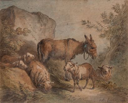 null Jean Baptiste HUET (Paris 1745-1811)

Donkey and sheep in a landscape

Watercolor...