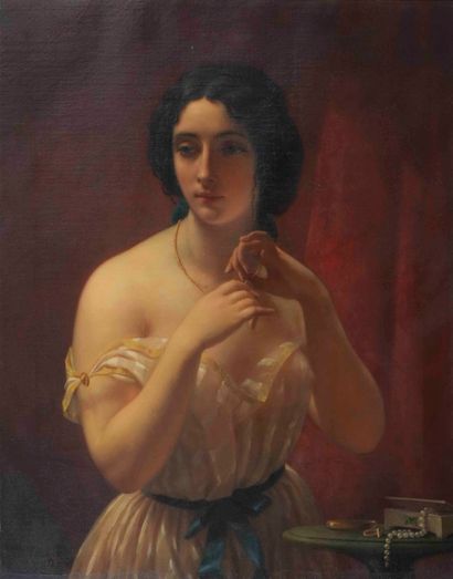 Jules LAURE (1806-1861) 

Jeune femme choisissant...