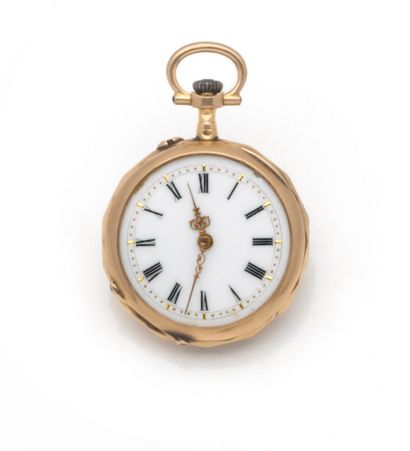 null Neck watch in 18K yellow gold (750/1000) with mechanical movement, plain bezel...