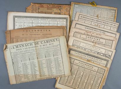 null [REVOLUTION] Lot de 11 calendriers 1792-1849

Pièces à suspendre imprimées à...