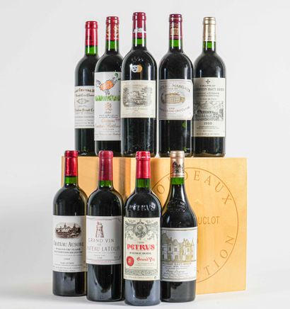 null CAISSE BORDEAUX COLLECTION DUCLOT DE 9 BOUTEILLES COMPRENANT (Coffret Bois d'origine...