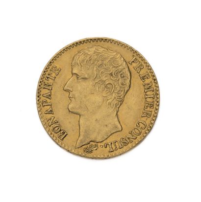 null PREMIER CONSUL
40 francs or, Napoléon Bonaparte tête nue. An 12 A
Poids : 12,90...