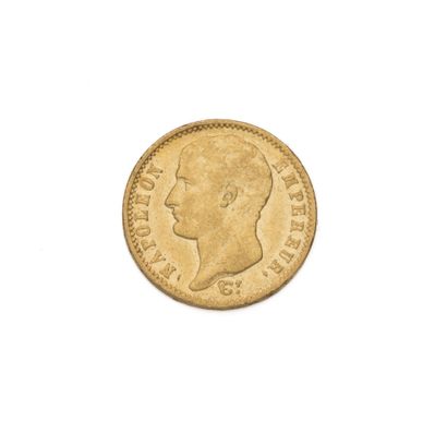 null PREMIER EMPIRE
20 francs or, Napoléon empereur tête nue. 1807 A
Poids : 6,40...