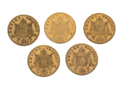null SECOND EMPIRE
20 francs or Napoléon III, tête laurée. 1867 (3 ex) - 1869 (2...