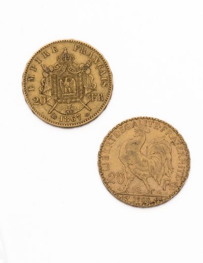 null FRANCE
Second Empire, 20 francs or Napoléon tête laurée. 1867 BB
République...