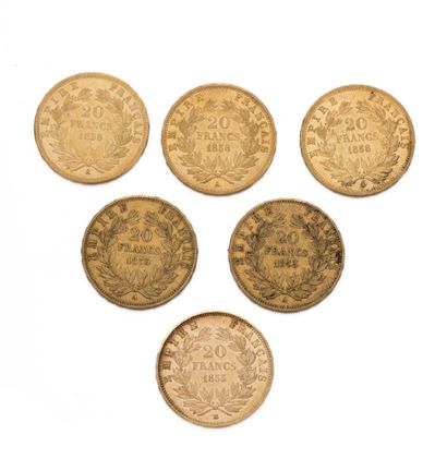 null SECOND EMPIRE
20 francs or Naopélon III, tête nue. 1853 A (2 ex) - 1855 BB -...