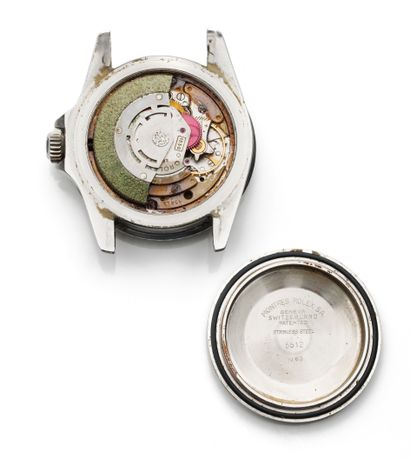 null ROLEX SUBMARINER 5512 "EXPLORER 
Steel bracelet watch, black dial, "Rolex Oyster...