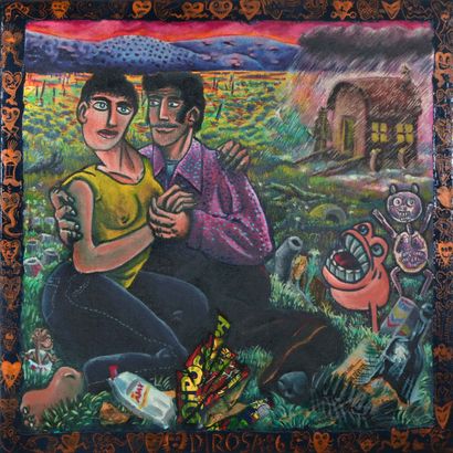 null Hervé Di Rosa (1959)
Gypsy lovers. 1986
Oil on canvas and collage
Signed and...
