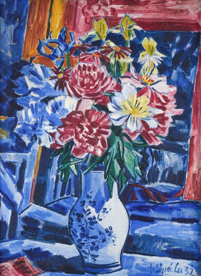 null Václav SPALA (1885-1946)
Vase au bouquet sur les escaliers. 1932
Huile sur toile
Signée...