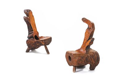 null SWEDISH WORK (XX)
Suite of 2 brutalist armchairs
Wood
100 x 64 x 38 cm; 98 x...