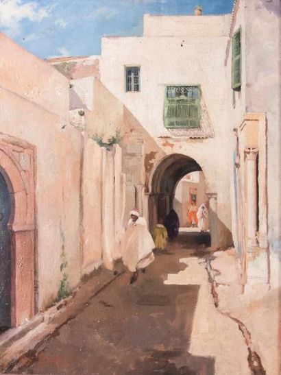 null Max Léon MOREAU (1902-1992) 

Ruelle à Tunis. 1936.?Huile sur toile.?Signée...