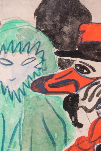 null Auguste CHABAUD (1882-1955) 

Le carnaval. Circa 1905.?Aquarelle et encre de...