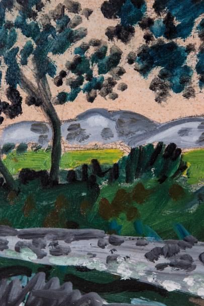 null Auguste CHABAUD (1882-1955) 

La route arborée. Huile sur carton. Signée en...