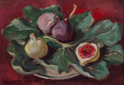 null Henri JAUBERT (1860-1936) 

Nature morte aux figues. Huile sur toile.?Signée...