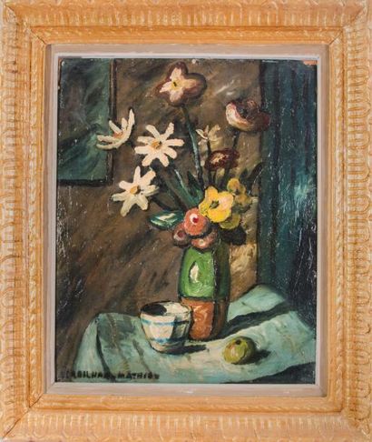 null Louis Mathieu VERDILHAN (1875-1928) 

Bouquet de fleurs.?Huile sur carton.?Signée...