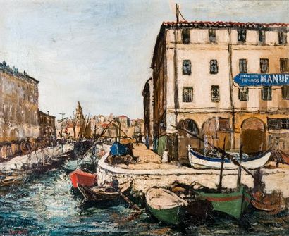 null Marcel François LEPRIN (1891-1933) 

Le canal de la Douane à Marseille. Huile...