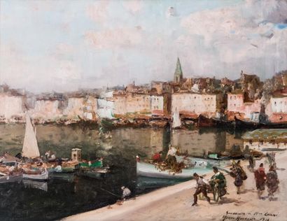 null Merio AMEGLIO (1897-1970) 

Le Vieux Port, Marseille.?Huile sur toile.?Signée...