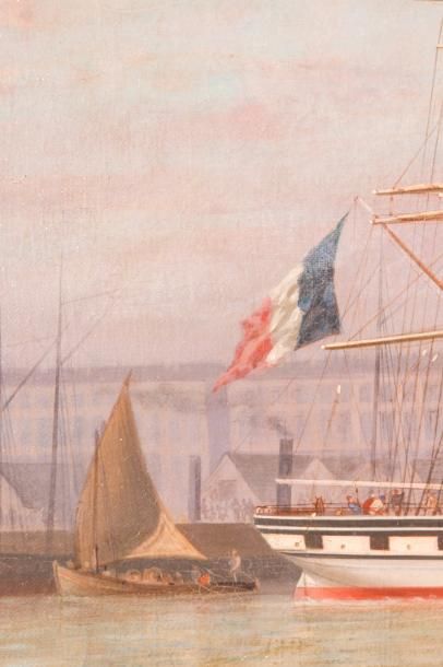 null Jules GENESTE (1826-1889) 

Le port de Bordeaux. Paire d’huiles sur toile. Signées...