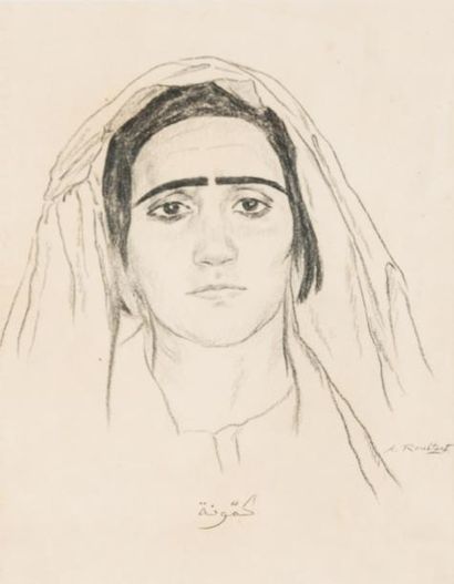 null Alexandre ROUBTZOFF (1884-1949) 

Portrait de femme.?Crayon gras.?Signé en bas...