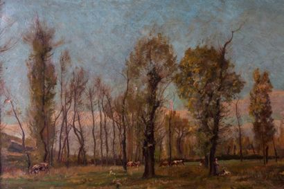 null Léon Germain PELOUSE (1838-1891) 

Paysage animé.?Huile sur toile.?Signée en...