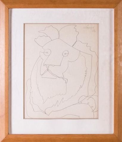 null Charles LAPICQUE (1898-1988) 

Portrait de Lion. 1962. Mine de plomb. Signée...