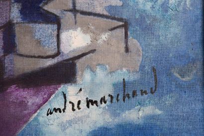 null André MARCHAND (1907-1997) 

La lune dans la ville (Arles). Huile sur toile.?Signée...