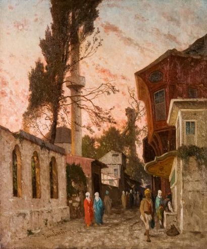 null Germain Fabius BREST (1823-1900) 

Fontaine à Constantinople. Huile sur toile.?Signée...