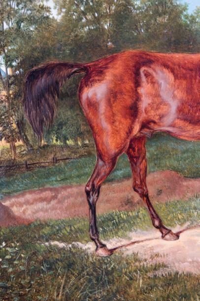 null Auguste VIMAR (1851-1916) attribué à 

Le cavalier et son chien. Huile sur toile.?36...