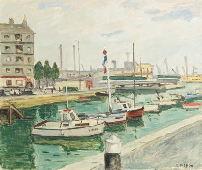 null Guy PICHON (1933-2007) 

Le port de Dieppe.?Huile sur toile. Signée en bas à...