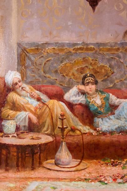 null Nicola FORCELLA (XIX) 

Les danseuses au harem. Huile sur toile.?Signée en bas...