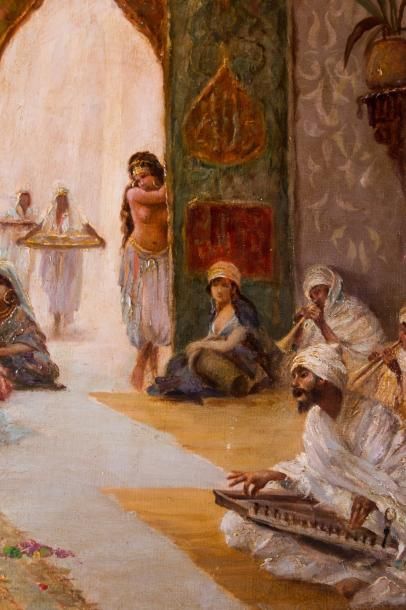 null Nicola FORCELLA (XIX) 

Les danseuses au harem. Huile sur toile.?Signée en bas...