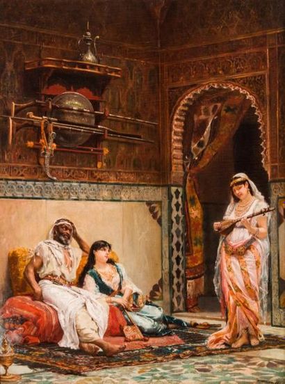 null Filippo BARATTI (act.c.1868-c.1901) 

Le Harem. 1882.?Huile sur panneau.?Signée...