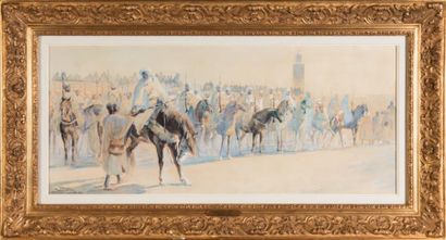 null Maurice ROMBERG DE VAUCORBEIL (1862-1943) 

Le départ de la Fantasia , Marrakech....
