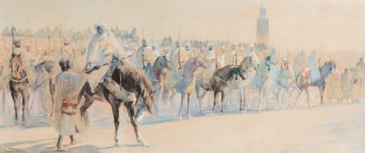 null Maurice ROMBERG DE VAUCORBEIL (1862-1943) 

Le départ de la Fantasia , Marrakech....