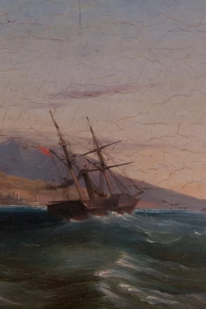 null François Pierre BARRY (1813-1905) 

Bateau devant le port de Marseille. Huile...