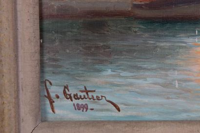 null Louis François GAUTIER (1855-1947) 

Bateaux à quai. 1899.?Huile sur carton....