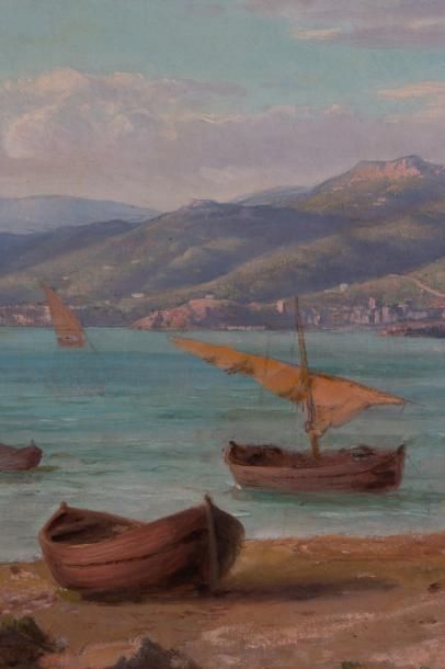 null Emmanuel de COULANGE LAUTREC (1824-1898) Bord de côte. 1889.?Huile sur toile....