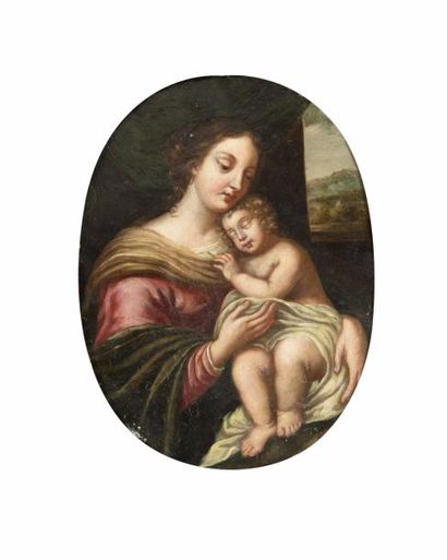 null Suiveur de Pierre I MIGNARD (1612-1695) 

Vierge à l’enfant. Vers 1680-1700....
