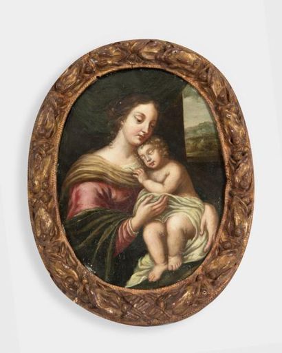 null Suiveur de Pierre I MIGNARD (1612-1695) 

Vierge à l’enfant. Vers 1680-1700....